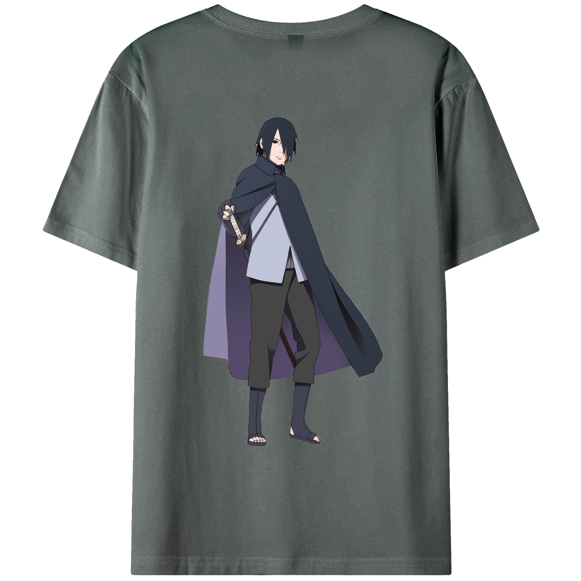 （画像用） NARUTO -ナルト- うちは サスケ Uchiha Sasuke 綿100％ メンズ半袖Tシャツ（バックプリント） 通気性